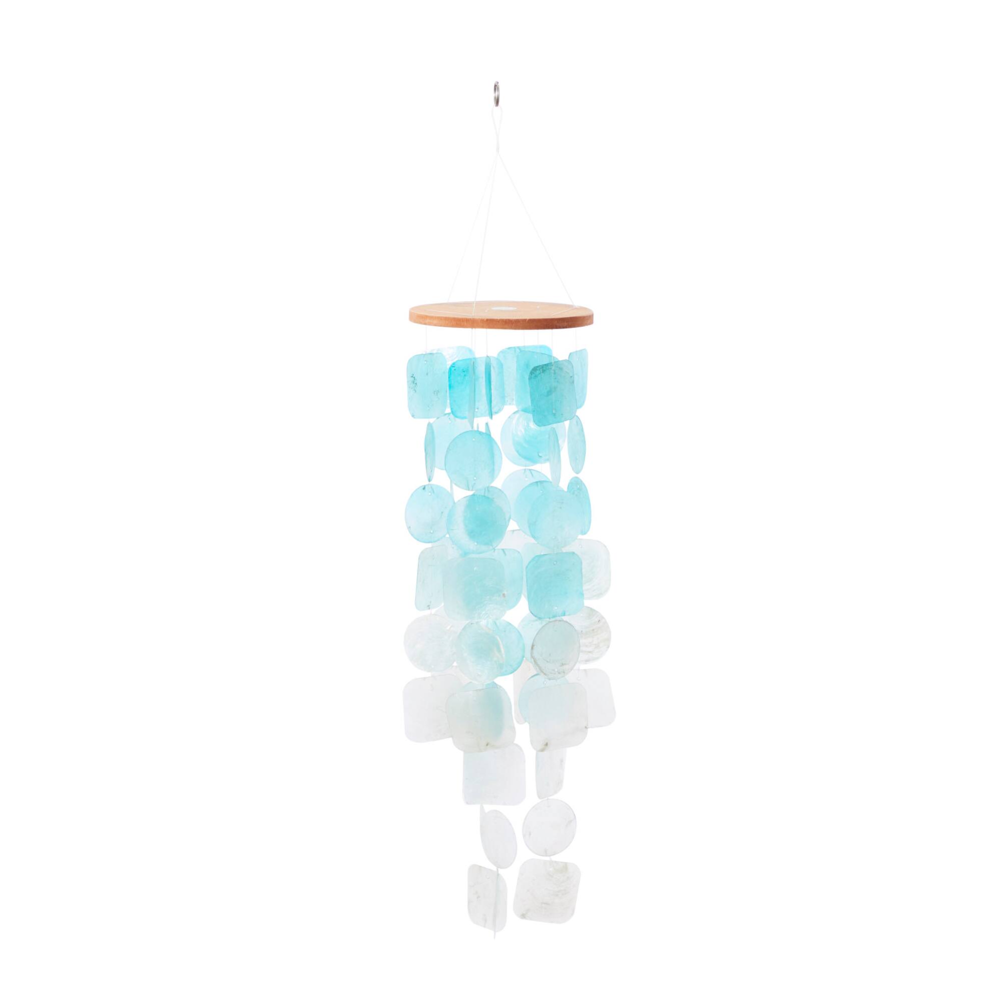 Blue Capiz shell Coastal Windchime, 24"